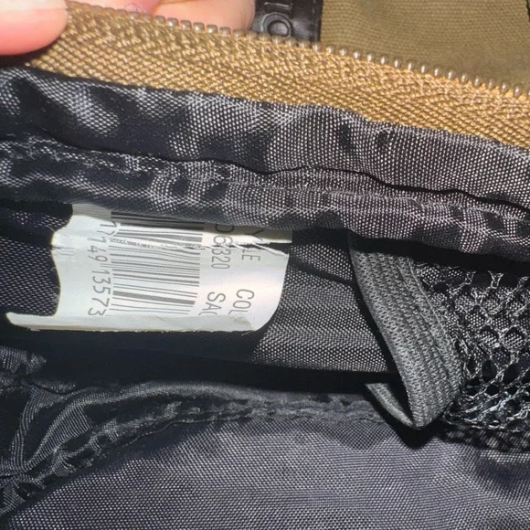 Columbia canvas leather neutral small Sage Travel Bag zip up multi-compartment - Picture 5 of 9